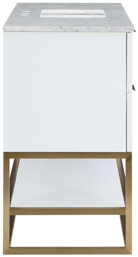 Monad 48" Genuine Marble Top, Steel And Glass Base Vanity