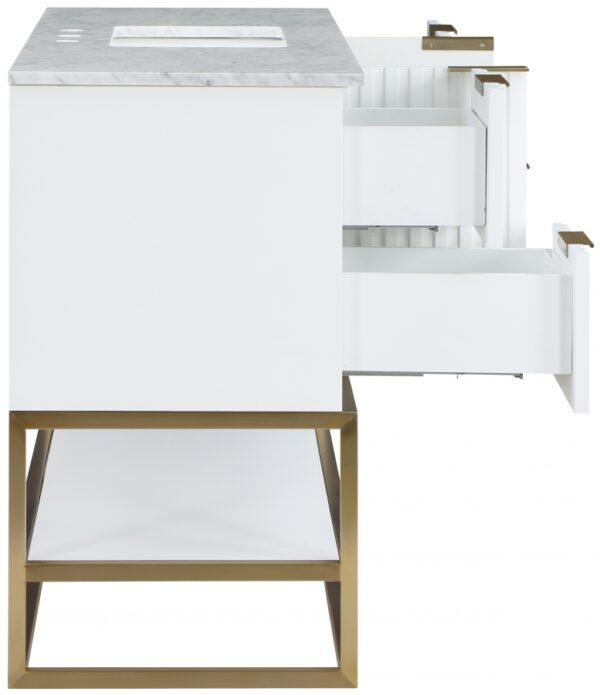 Monad 48" Genuine Marble Top, Steel And Glass Base Vanity