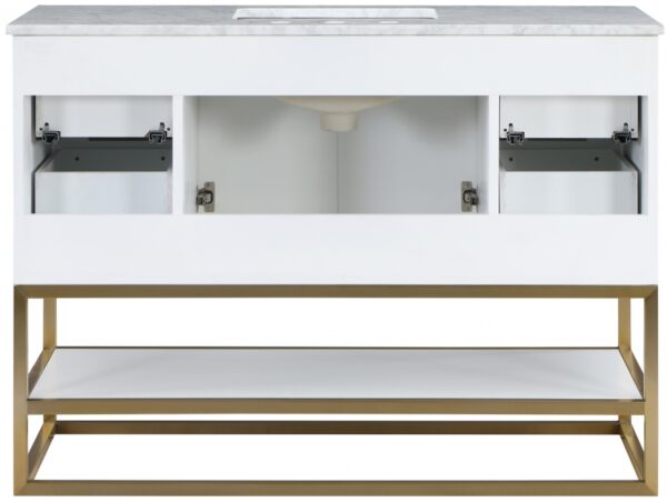 Monad 48" Genuine Marble Top, Steel And Glass Base Vanity