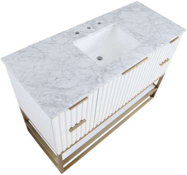 Monad 48" Genuine Marble Top, Steel And Glass Base Vanity