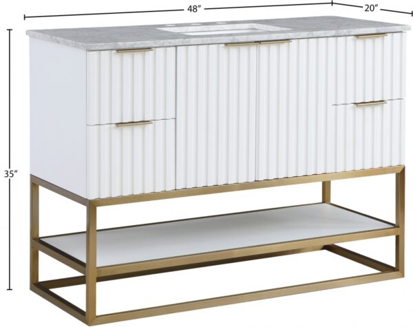 Monad 48" Genuine Marble Top, Steel And Glass Base Vanity