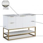 Monad 48" Genuine Marble Top, Steel And Glass Base Vanity