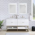 Monad 60" Genuine Marble Top, Steel And Glass Base Vanity