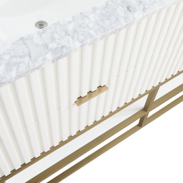 Monad 60" Genuine Marble Top, Steel And Glass Base Vanity