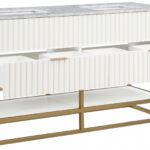 Monad 60" Genuine Marble Top, Steel And Glass Base Vanity