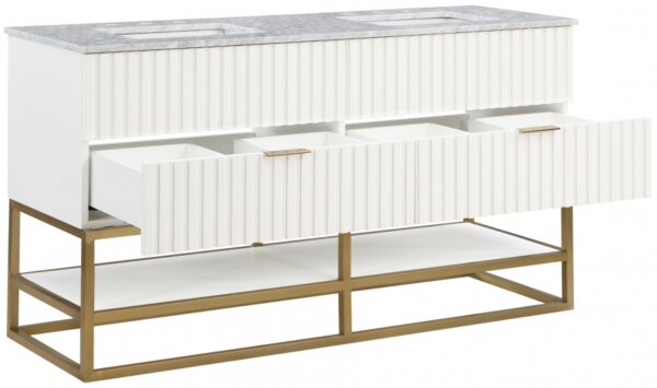 Monad 60" Genuine Marble Top, Steel And Glass Base Vanity