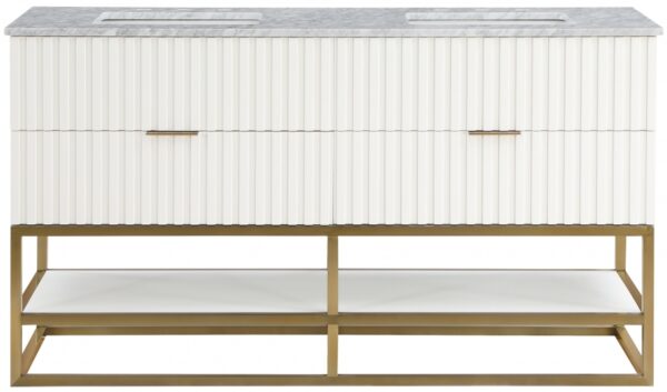 Monad 60" Genuine Marble Top, Steel And Glass Base Vanity