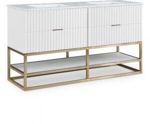 Monad 60" Genuine Marble Top, Steel And Glass Base Vanity