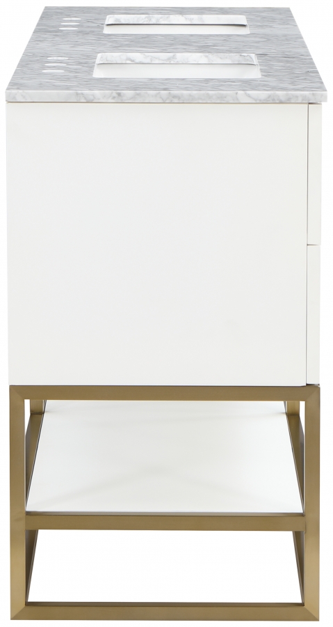 Monad 60" Genuine Marble Top, Steel And Glass Base Vanity
