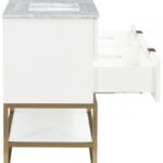 Monad 60" Genuine Marble Top, Steel And Glass Base Vanity