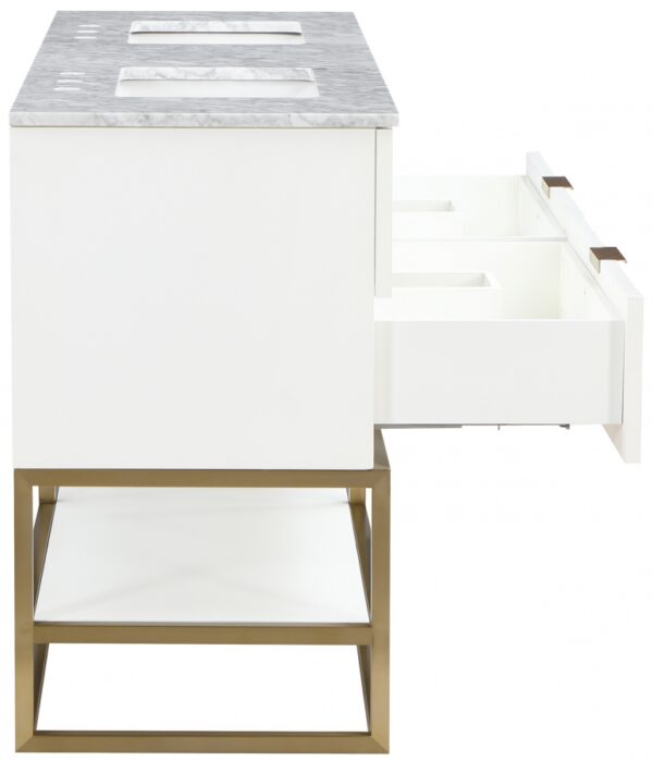 Monad 60" Genuine Marble Top, Steel And Glass Base Vanity