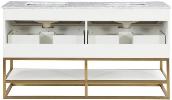 Monad 60" Genuine Marble Top, Steel And Glass Base Vanity