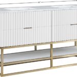 Monad 60" Genuine Marble Top, Steel And Glass Base Vanity