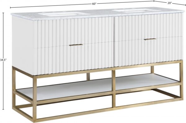 Monad 60" Genuine Marble Top, Steel And Glass Base Vanity