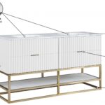 Monad 60" Genuine Marble Top, Steel And Glass Base Vanity