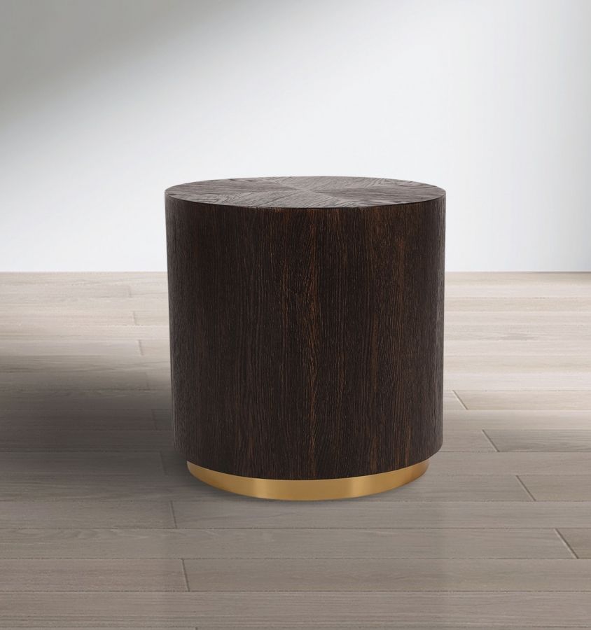 Nile Oak Wood Top And Metal Base End Table