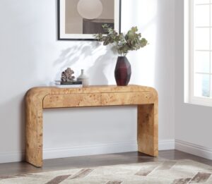 Cresthill Burl Wood Console Table