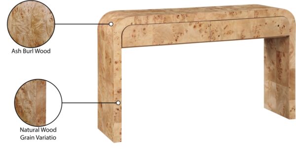 Cresthill Burl Wood Console Table