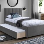 Harper Linen Textured Fabric Upholstered Trundle Bed