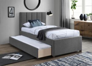 Harper Linen Textured Fabric Upholstered Trundle Bed