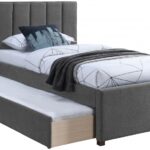Harper Linen Textured Fabric Upholstered Trundle Bed