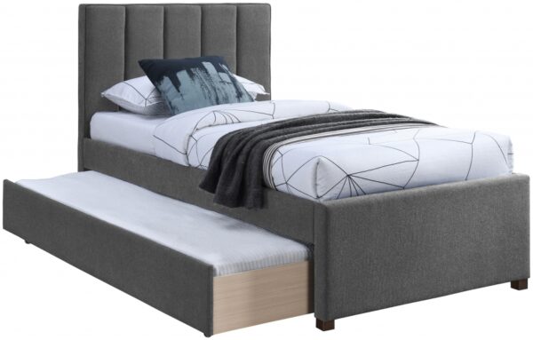 Harper Linen Textured Fabric Upholstered Trundle Bed