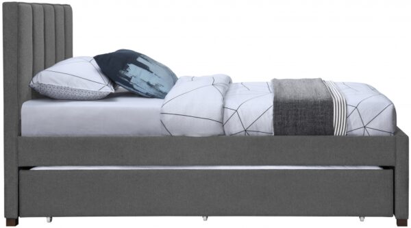 Harper Linen Textured Fabric Upholstered Trundle Bed