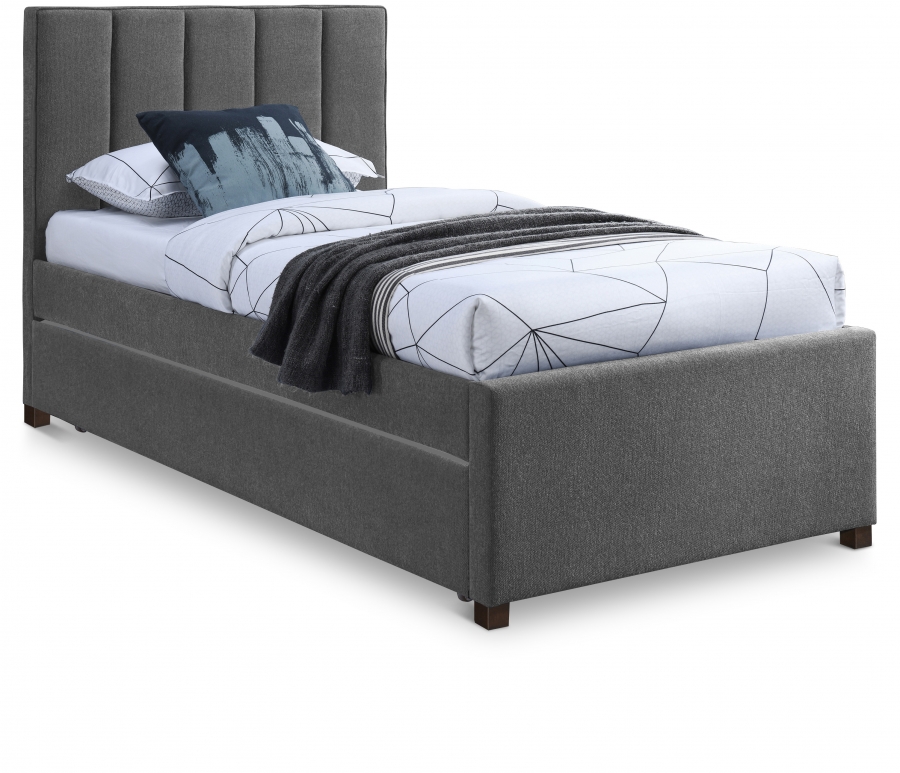Harper Linen Textured Fabric Upholstered Trundle Bed