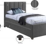 Harper Linen Textured Fabric Upholstered Trundle Bed