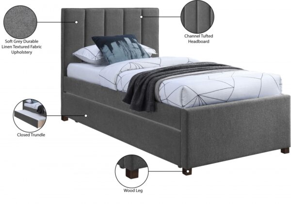 Harper Linen Textured Fabric Upholstered Trundle Bed