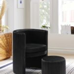 Selena Velvet Upholstered Accent Chair and Ottoman Set