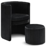 Selena Velvet Upholstered Accent Chair and Ottoman Set