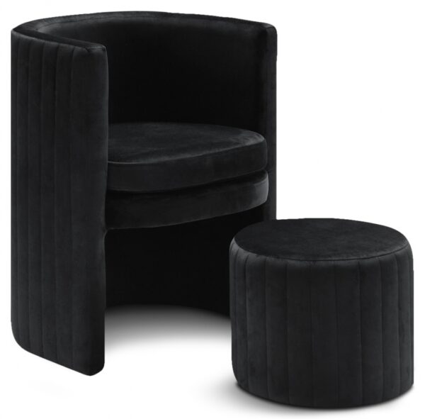 Selena Velvet Upholstered Accent Chair and Ottoman Set
