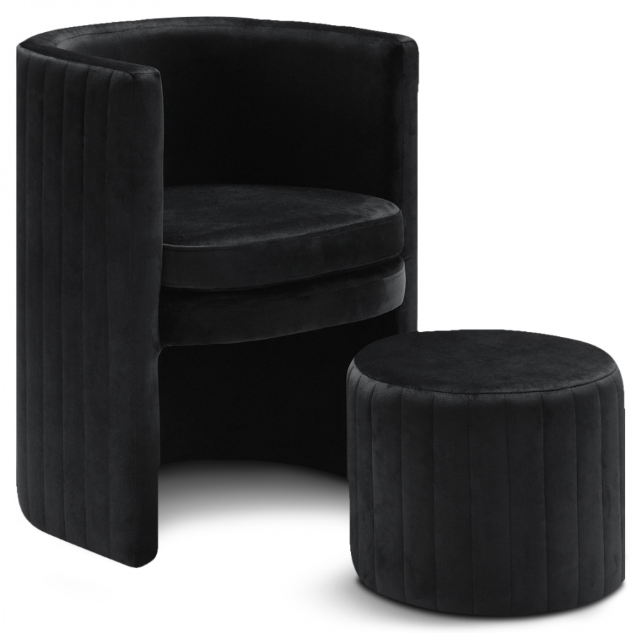 Selena Velvet Upholstered Accent Chair and Ottoman Set