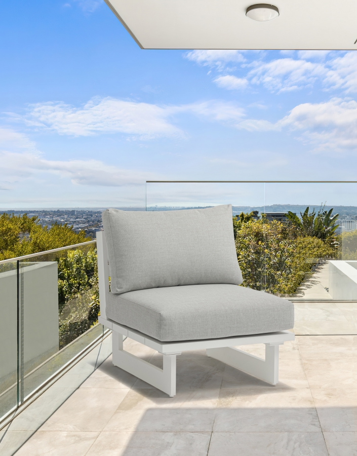 Maldives Water Resistant Fabric Upholstered Outdoor Patio Modular Armless Chair
