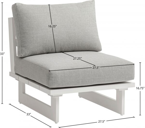 Maldives Water Resistant Fabric Upholstered Outdoor Patio Modular Armless Chair