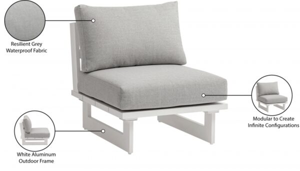 Maldives Water Resistant Fabric Upholstered Outdoor Patio Modular Armless Chair