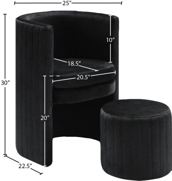 Selena Velvet Upholstered Accent Chair and Ottoman Set
