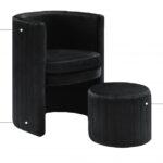 Selena Velvet Upholstered Accent Chair and Ottoman Set