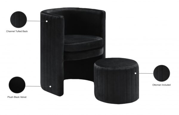 Selena Velvet Upholstered Accent Chair and Ottoman Set