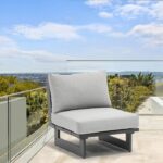 Maldives Water Resistant Fabric Upholstered Outdoor Patio Modular Armless Chair