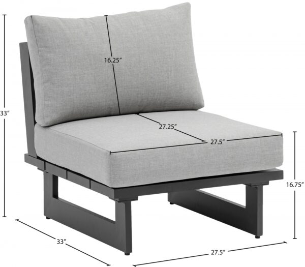 Maldives Water Resistant Fabric Upholstered Outdoor Patio Modular Armless Chair