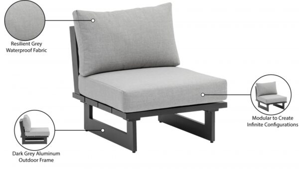 Maldives Water Resistant Fabric Upholstered Outdoor Patio Modular Armless Chair