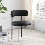 Beacon Cream Vegan Leather And Boucle Fabric Upholstered Dining Chair
