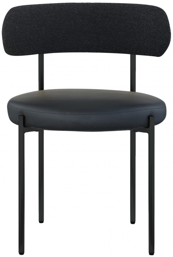 Beacon Cream Vegan Leather And Boucle Fabric Upholstered Dining Chair