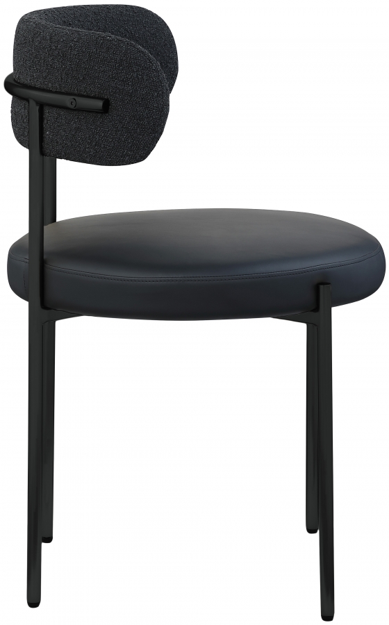 Beacon Cream Vegan Leather And Boucle Fabric Upholstered Dining Chair