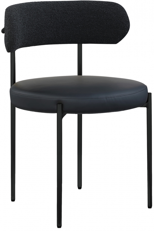Beacon Cream Vegan Leather And Boucle Fabric Upholstered Dining Chair