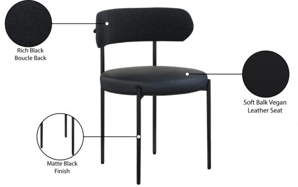 Beacon Cream Vegan Leather And Boucle Fabric Upholstered Dining Chair