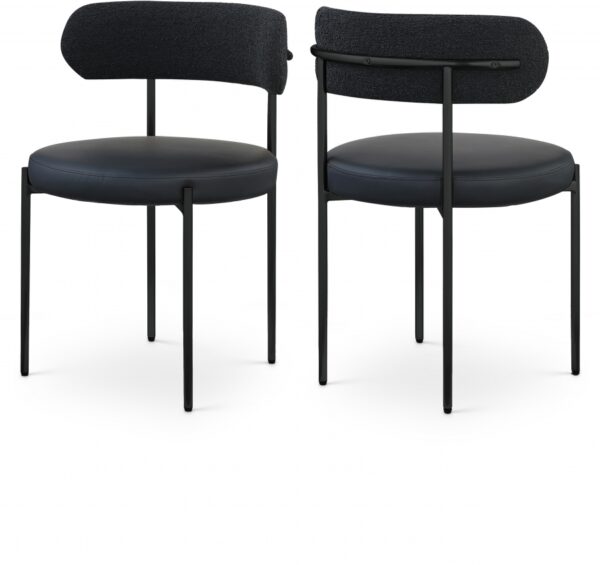 Beacon Cream Vegan Leather And Boucle Fabric Upholstered Dining Chair