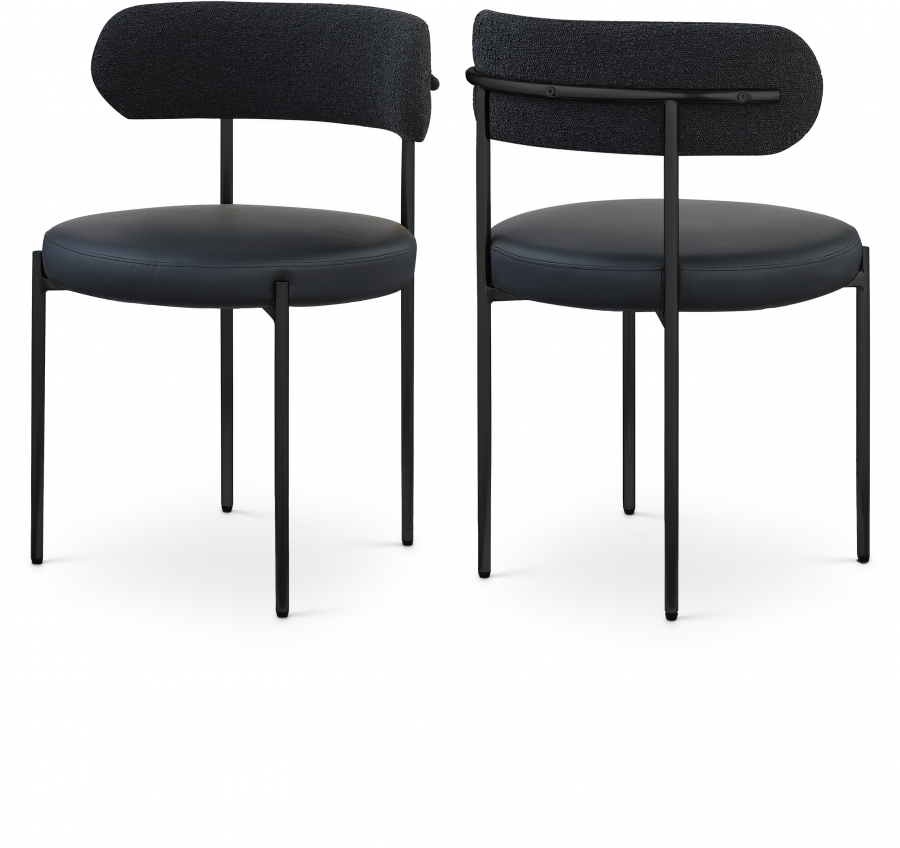 Beacon Cream Vegan Leather And Boucle Fabric Upholstered Dining Chair